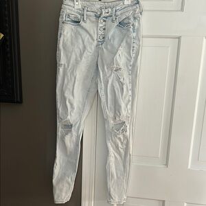 Women's Light Blue Distressed Jeans